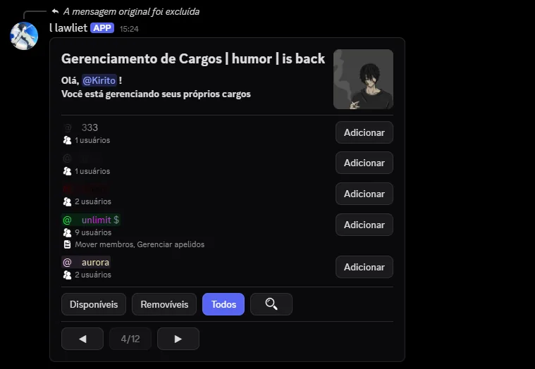 Grupos e Entrega de Cargos